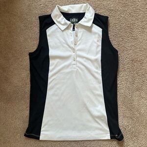 Izod White and Black Sleeveless Polo Shirt